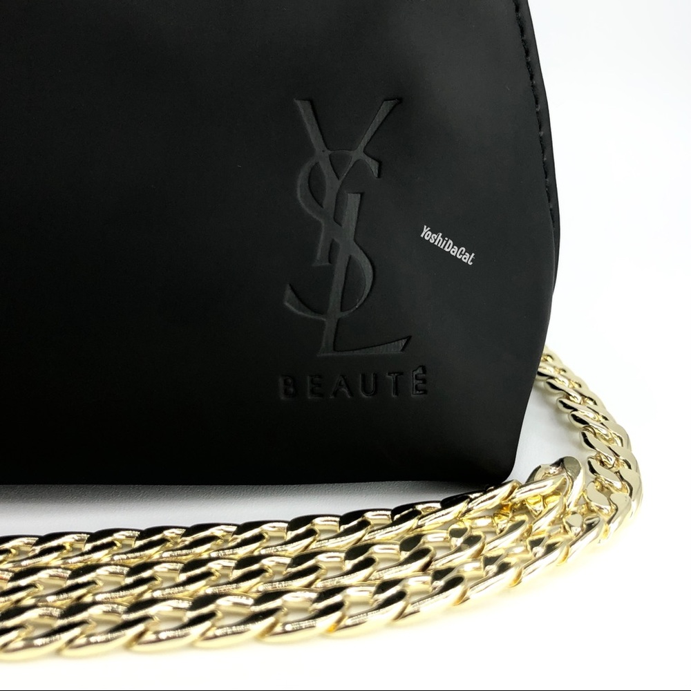🆕 YSL Beauty Cosmetic Pouch to Crossbody Bag Purse, Black / Gold, New Handbag - Picture 2 of 11